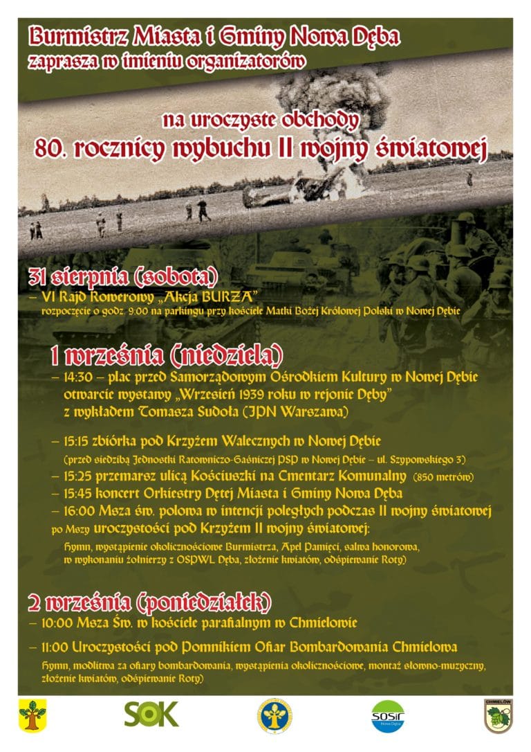 OBCHODY 80. ROCZNICY WYBUCHU II WOJNY ŚWIATOWEJ W NOWEJ DĘBIE