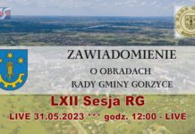 LXII Sesja Rady Gminy Gorzyce – LIVE 31.05.2023 – godz. 12:00