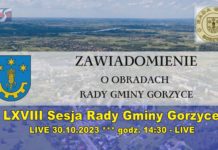 LIVE – LXVIII Sesja Rady Gminy Gorzyce – 30.10.2023 godz. 14:30