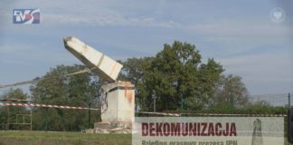 DEKOMUNIZACJA W ŁUBNICACH – ZDEMONTOWANO SOWIECKI POMNIK