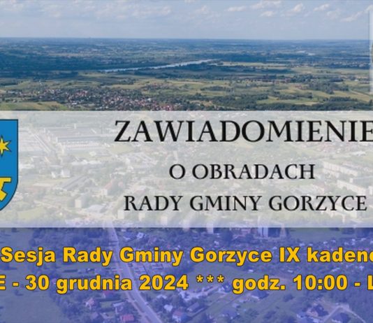 LIVE – X Sesja Rady Gminy Gorzyce IX kadencji – 30 grudnia 2024 – LIVE