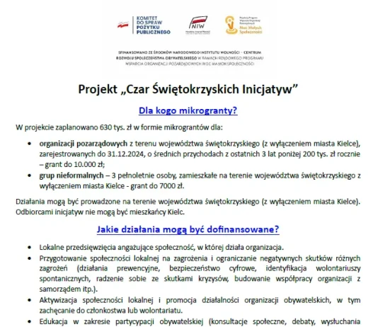 PROJEKT CZAR ŚWIĘTOKRZYSKICH INICJATYW – SPOTKANIE INFORMACYJNE 13.08.2025 PROJEKT CZAR ŚWIĘTOKRZYSKICH INICJATYW - SPOTKANIE INFORMACYJNE 13.08.2025