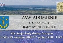 XIX Sesja Rady Gminy Gorzyce – 29 sierpnia 2025 – godz. 12.00 – LIVE XIX Sesja RG Gorzyce