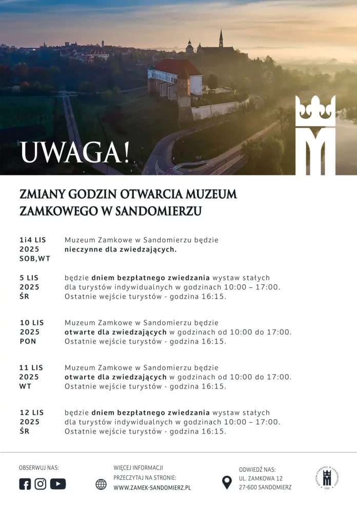 Muzeum Zamkowe w Sandomierzu - Listopad 2025 Muzeum Zamkowe w Sandomierzu - Listopad 2025