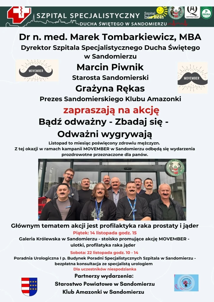 AKCJA MOVEMBER W SANDOMIERZU - SZPITAL ZAPRASZA NA BADANIA PROFILAKTYCZNE 1 2