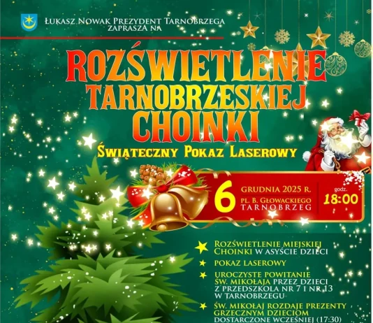 Rozświetlenie Tarnobrzeskiej Choinki i Świąteczny Pokaz Laserowy 6 grudnia 2025 ROZŚWIETLENIE TARNOBRZESKIEJ CHOINKI