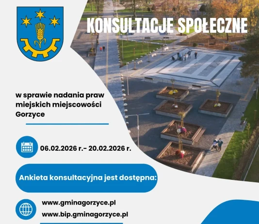 Konsultacje społeczne – nadanie statusu miasta miejscowości Gorzyce – luty 2026 GORZYCE - KONSULTACJE SPOŁECZNE