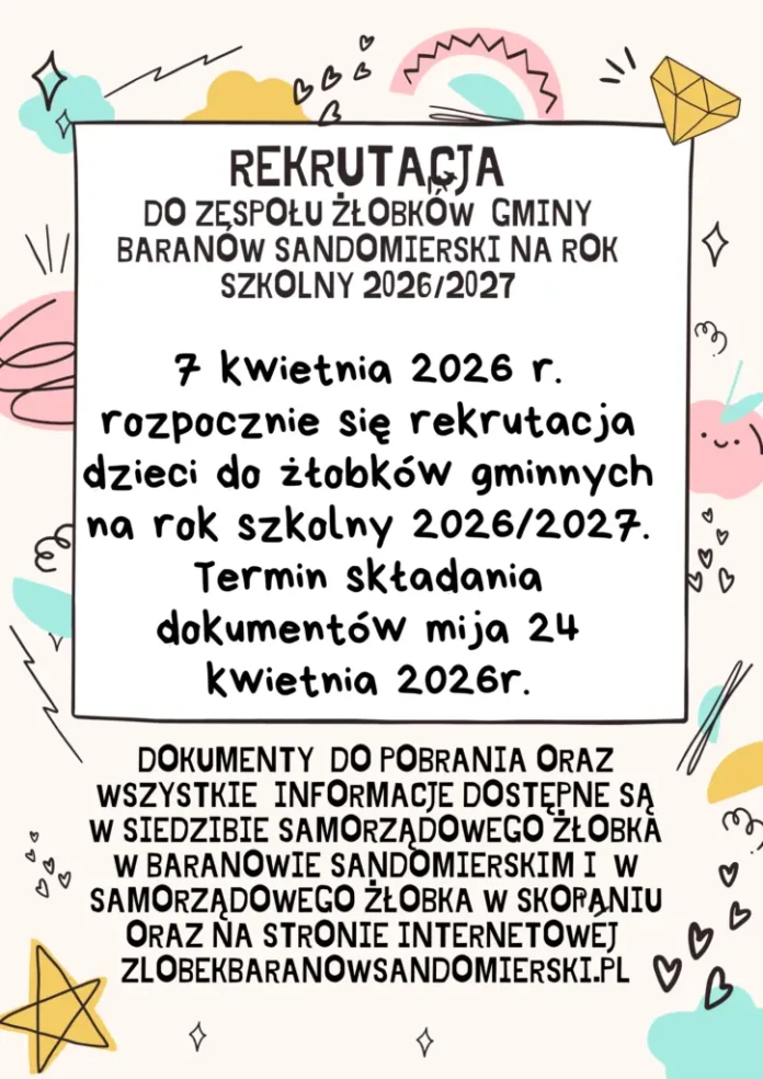 REKRUTACJA DO ŻŁOBKA 2026-27