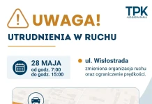 UWAGA ! – UTRUDNIENIA W RUCHU OD 28 MAJA 2026 TPK - UWAGA ! - UTRUDNIENIA W RUCHU