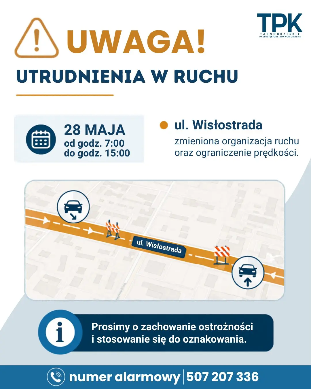 tpk uwaga utrudnienia w ruchu