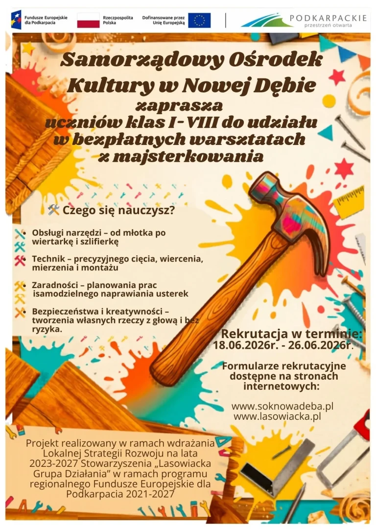 BEZPŁATNE WARSZTATY Z MAJSTERKOWANIA - REKRUTACJA