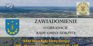 XXXII Sesja Rady Gminy Gorzyce – 19 czerwca 2026 godz. 12.00 – LIVE XXXII Sesja Rady Gminy Gorzyce - 19.06.2026