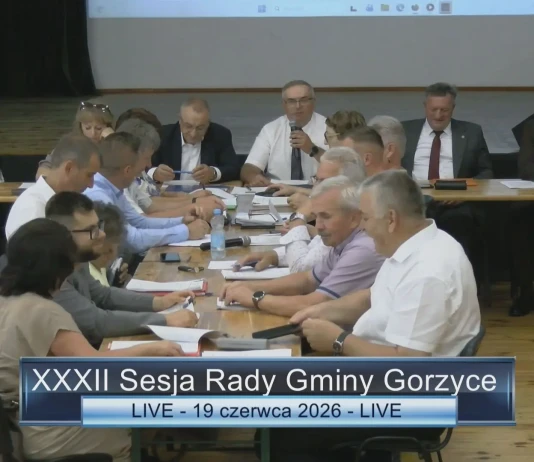 XXXII Sesja Rady Gminy Gorzyce – 19 czerwca 2026 godz. 12.00 – LIVE XXXII Sesja Rady Gminy Gorzyce